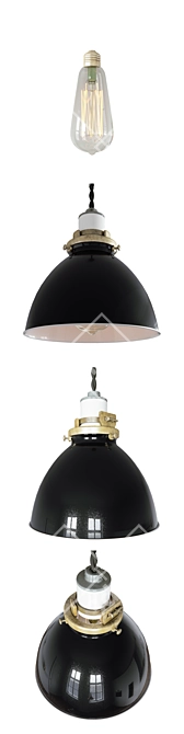 Industrial Black Enamel Lenox Lamp 3D model image 2