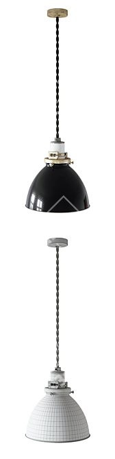 Industrial Black Enamel Lenox Lamp 3D model image 3