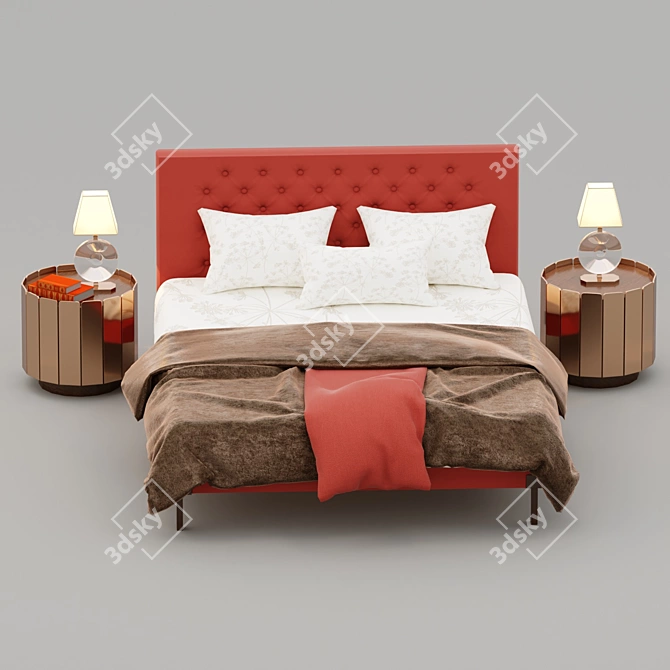 Sleek Modern Bed 3D model image 1