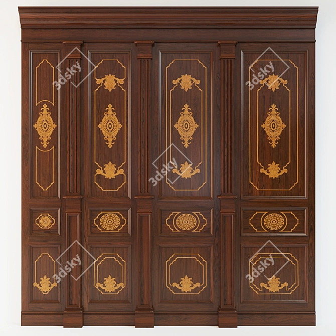 Wooden Panel Set 3D model image 1