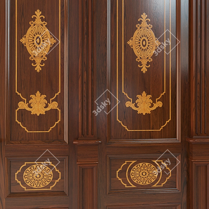 Wooden Panel Set 3D model image 2