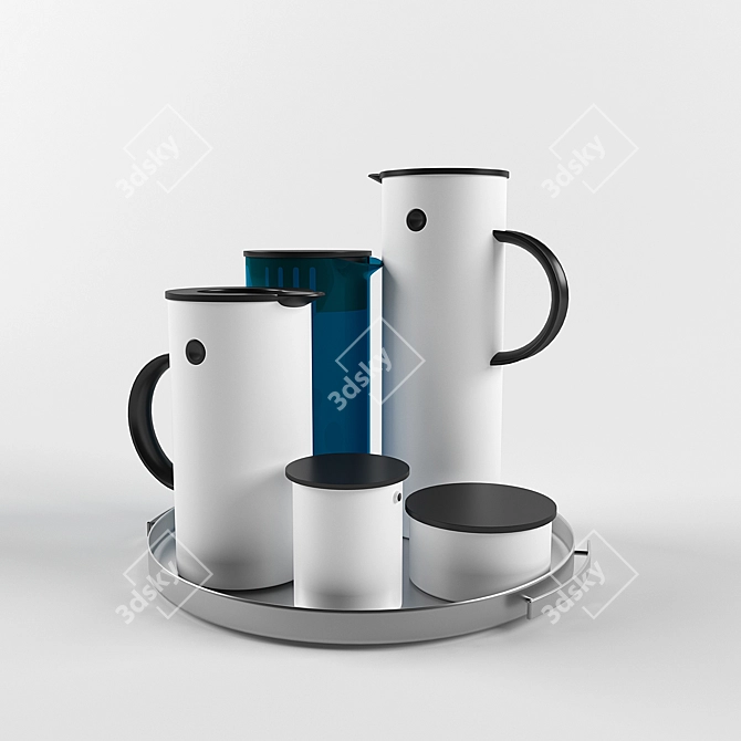 Sleek Stainless Steel Stelton Teapots 3D model image 1