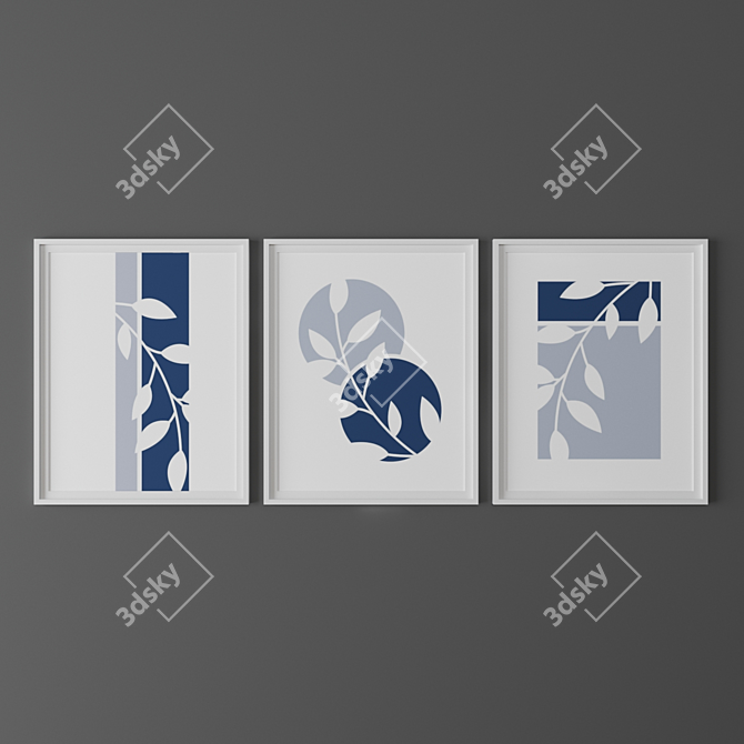 Modern Plant Wall Art Set 3D model image 1