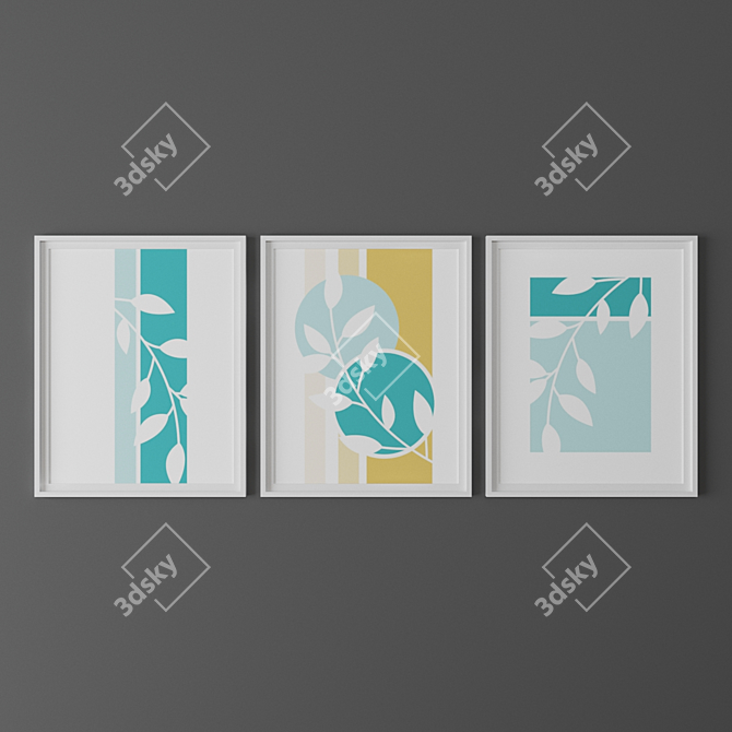 Modern Plant Wall Art Set 3D model image 2