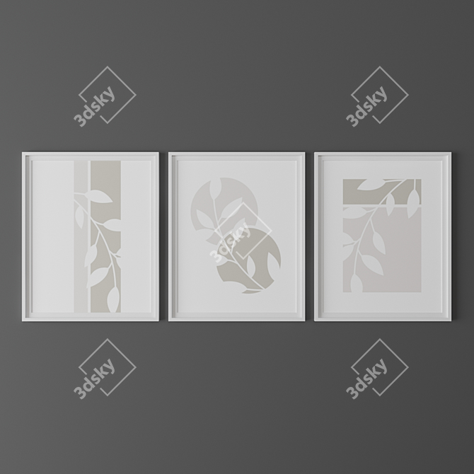 Modern Plant Wall Art Set 3D model image 3