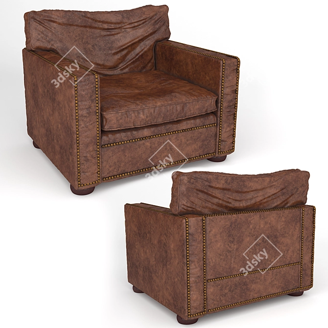 Vintage Distressed Leather Armchair 3D model image 1