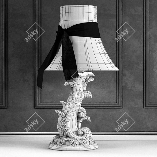 Classic Table Lamp with Wooden Base 3D model image 3