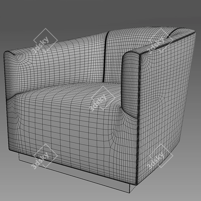 1950S Italian Shelter Arm Leather Chair 3D model image 3