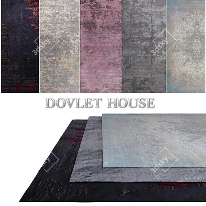 DOVLET HOUSE Carpets - Set of 5 (Part 100) 3D model image 1