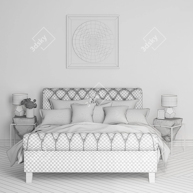 Elegant Upholstered Bedroom Set 3D model image 3