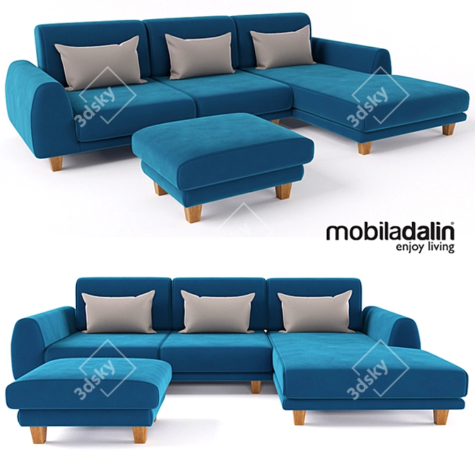 Amsterdam Corner Sofa & Banquet: Stylish & Spacious 3D model image 1