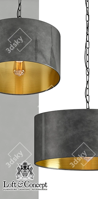 Vintage Metal Drum Pendant Lamp 3D model image 2