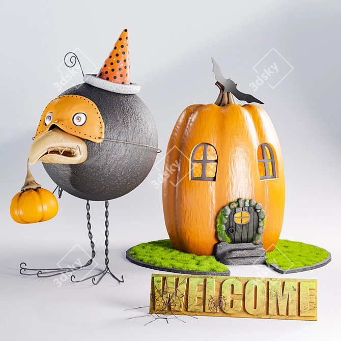 Spooky Halloween Decor Set 3D model image 1