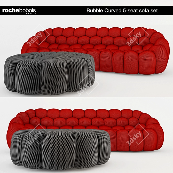 Roche Bobois Bubble Curved Sofa Set 3D model image 1