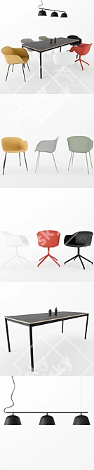 Sleek Fiber Armchair, Ambit Rail, Base Table 3D model image 2