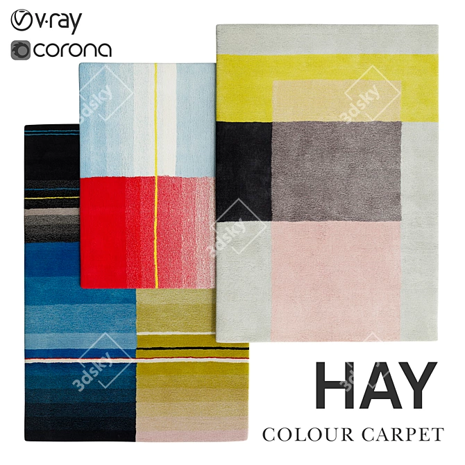 Hay Color Carpet: Vibrant Wool Rugs 3D model image 1