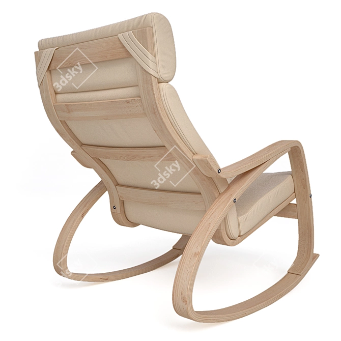 Elegant Rocking Chair in Light Beige 3D model image 2