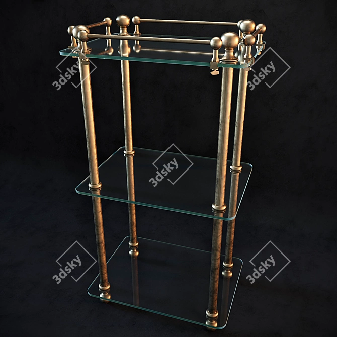 Vintage Brass Bathroom Rack - Eichholtz Devon 3D model image 1