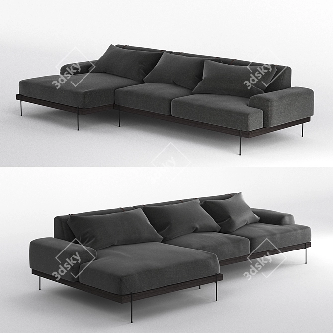Rivera Sectional Sofa: Stylish, Comfortable, and Spacious 3D model image 1