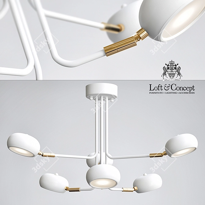 Curved Stix Chandelier - Modern Elegance 3D model image 1