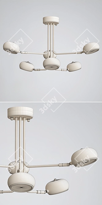 Curved Stix Chandelier - Modern Elegance 3D model image 3