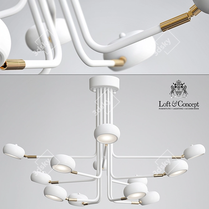 Modern Curved Stix Chandelier 3D model image 1