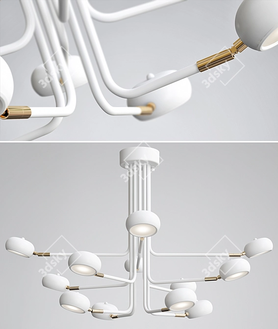 Modern Curved Stix Chandelier 3D model image 2