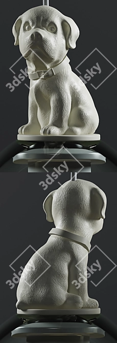 Artistic Glass Canine Pendant 3D model image 2