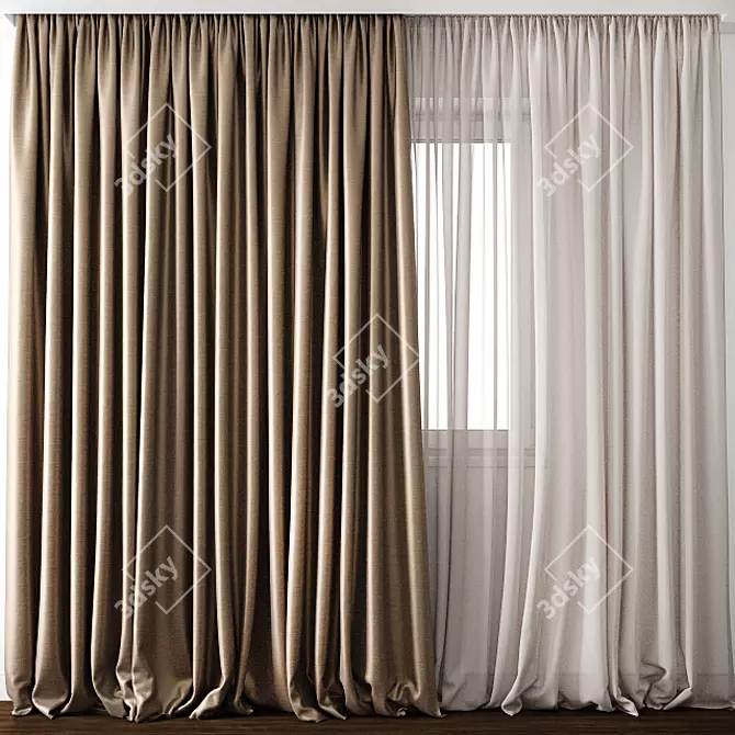 Elegant Curtain Design: 3D Model 3D model image 1