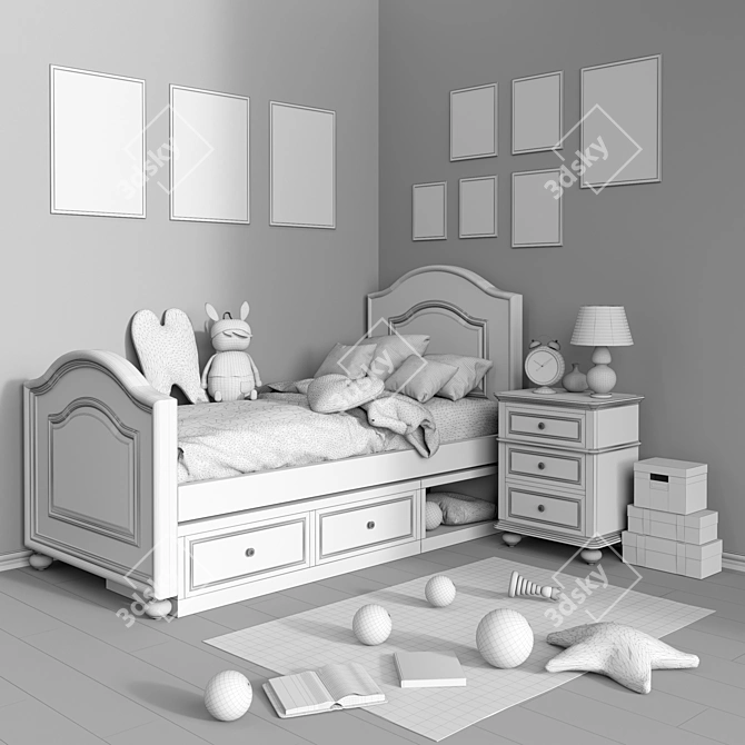 Classic Bedroom Furniture Set with Accessories 3D model image 3