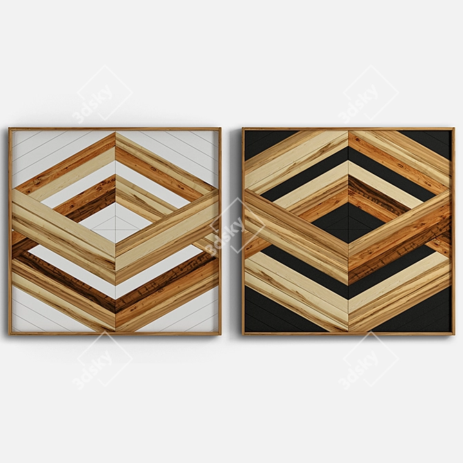 Modern Wood Panel Art in 3D 3D model image 1