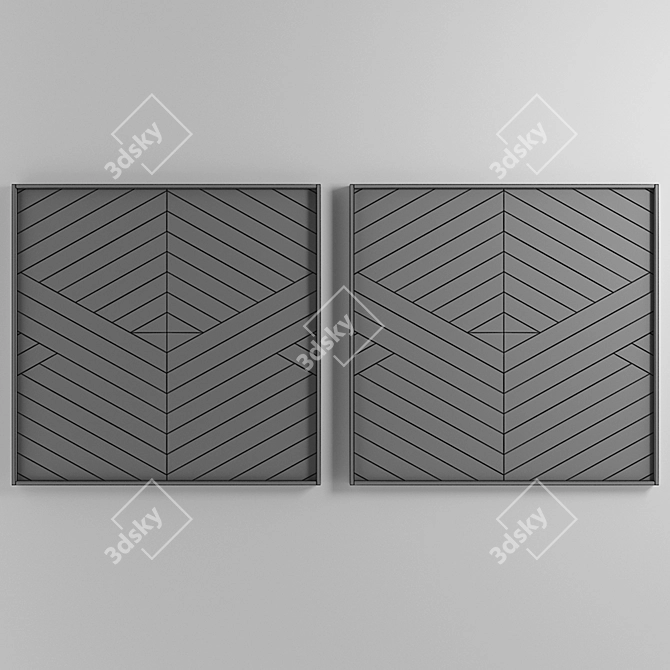 Modern Wood Panel Art in 3D 3D model image 3