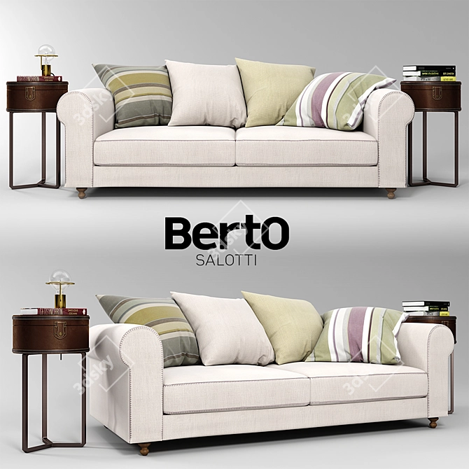 Elegant Cambridge Sofa & Lucero Side Table 3D model image 1