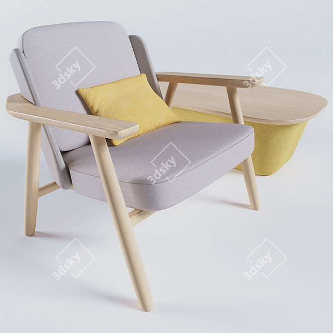 Lasai: Oak Armchair & Coffee Table Set 3D model image 1