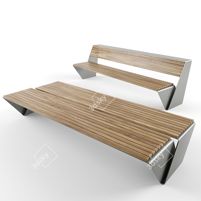 Contemporary Outdoor Loop Bench 3D model image 1