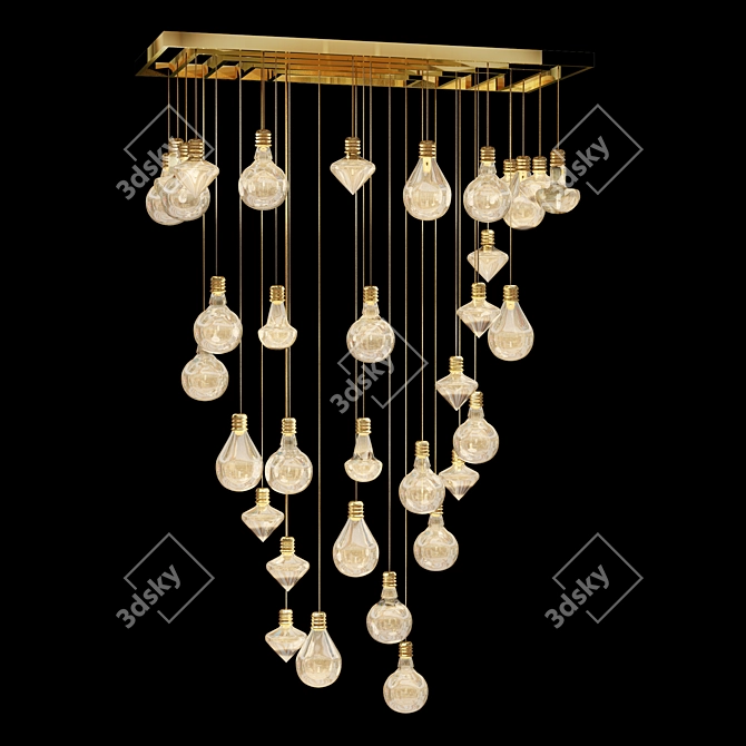 Elegant Blown Glass Ceiling Light 3D model image 1