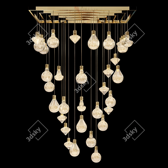 Elegant Blown Glass Ceiling Light 3D model image 2