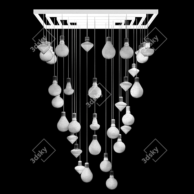 Elegant Blown Glass Ceiling Light 3D model image 3