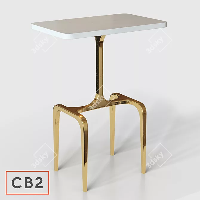 Elegant Marble Oxford Side Table 3D model image 1