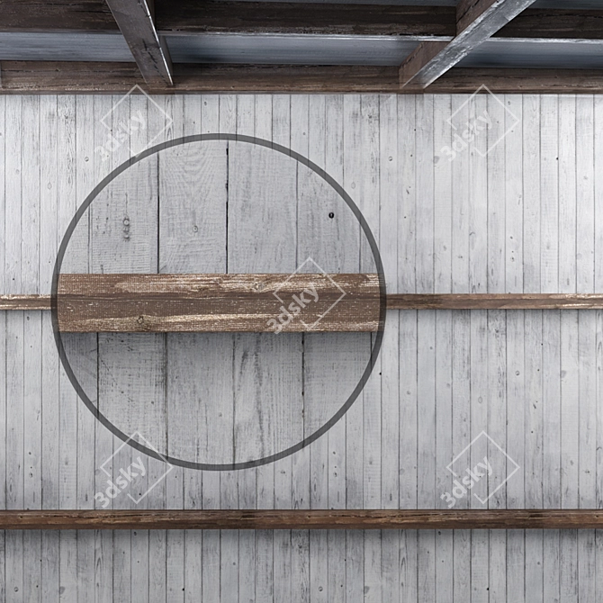 Rustic Wooden Ceiling Beams 3D model image 1