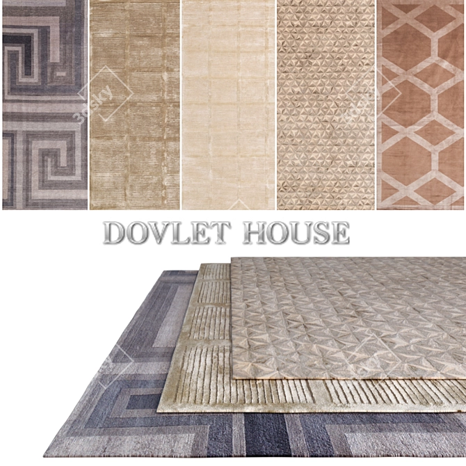 Luxury Carpets by DOVLET HOUSE - Set of 5 (Part 117) 3D model image 1