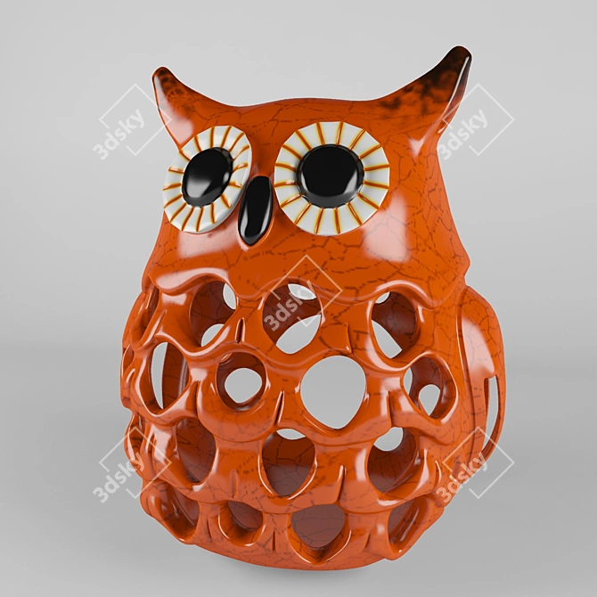 Whimsical Owl Candle Holder 3D model image 1