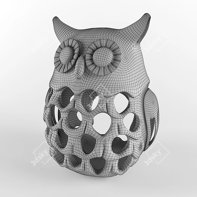 Whimsical Owl Candle Holder 3D model image 3