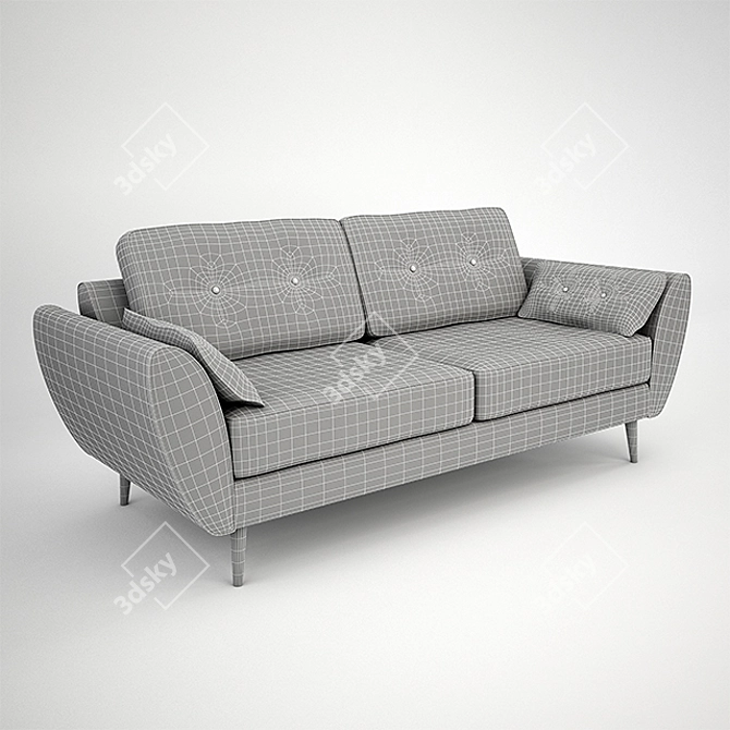 Modern 3-Seater Sofa | V-Ray Render 3D model image 2