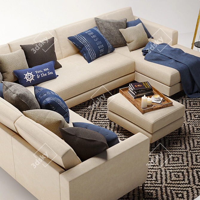 Pottery Barn Jake Sectional Set 3D model image 3