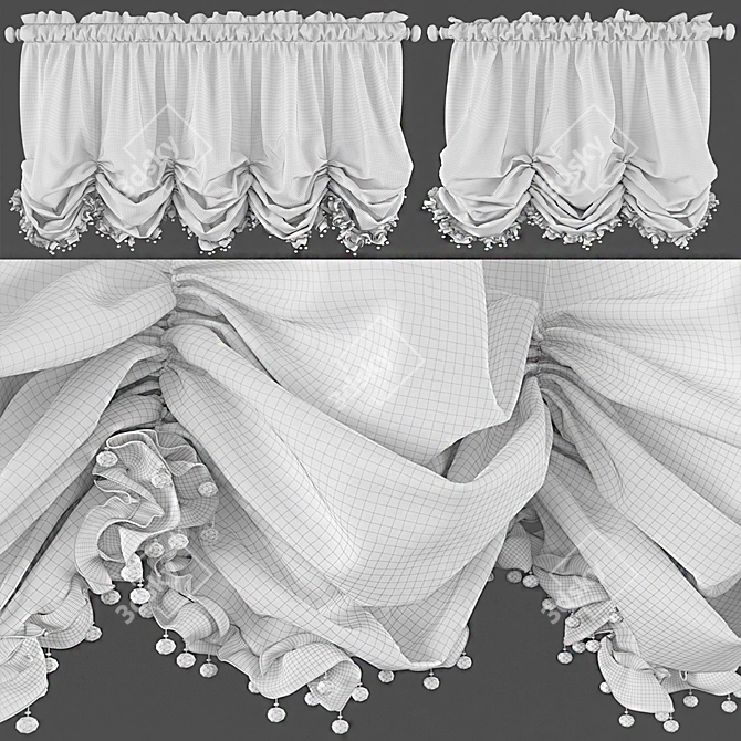 Elegant Austrian Blinds 3D model image 2