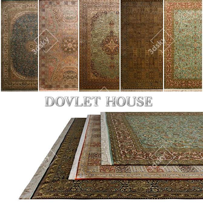 DOVLET HOUSE 5-Piece Silk Carpets (Part 121) 3D model image 1