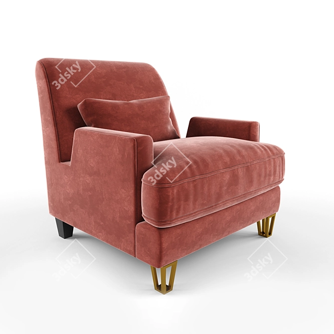 Luxury Almandine Lounge Chair & Villa Ottoman Set 3D model image 2