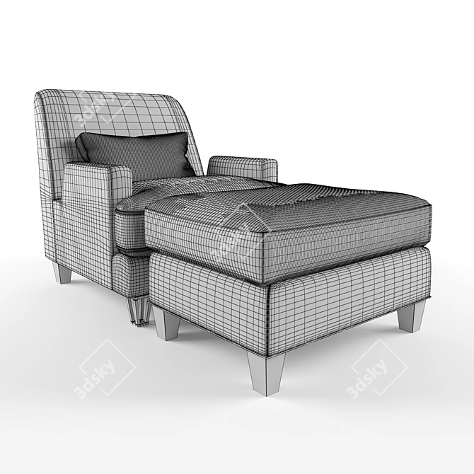 Luxury Almandine Lounge Chair & Villa Ottoman Set 3D model image 3