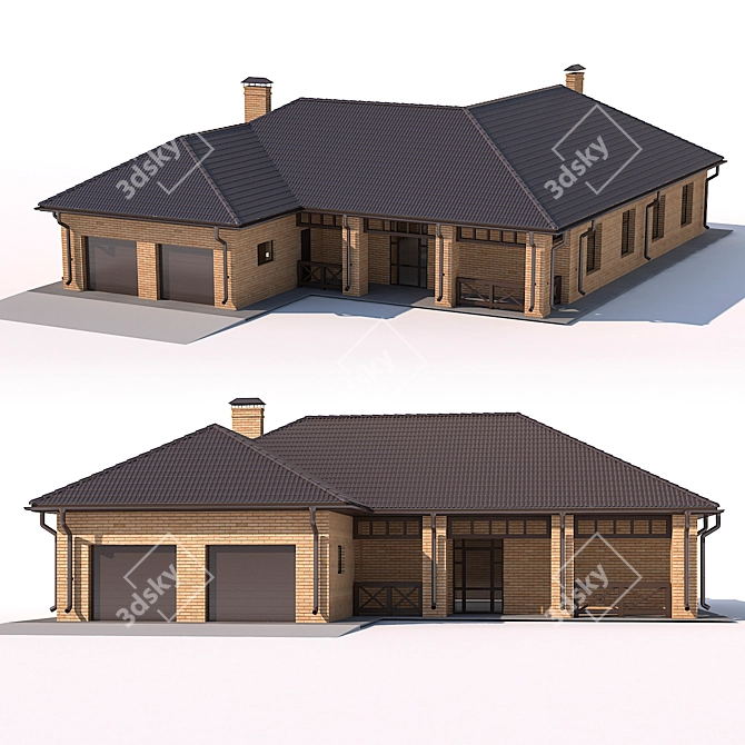 Quaint Cottage with Attached Garage 3D model image 1